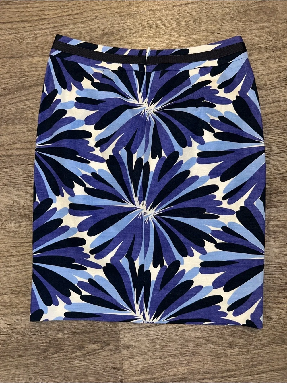 Boden Blue Purple Abstract Floral Pencil Skirt Size US 4 UK 8 Lined Cotton